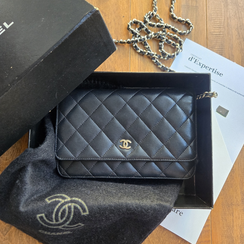 Chanel Black Wallet On Chain Leather Bag, Entrupy Certified